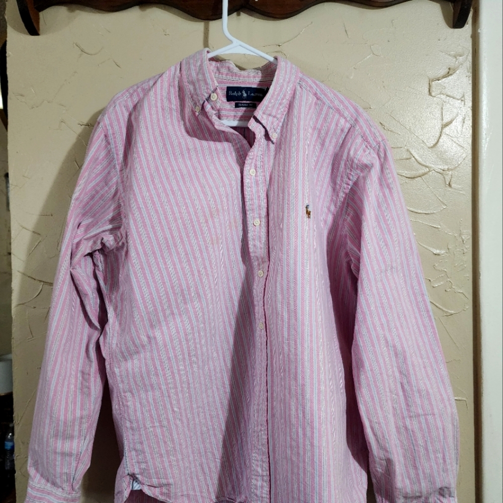 Ralph Lauren polo pink with stripes dress shirt XL